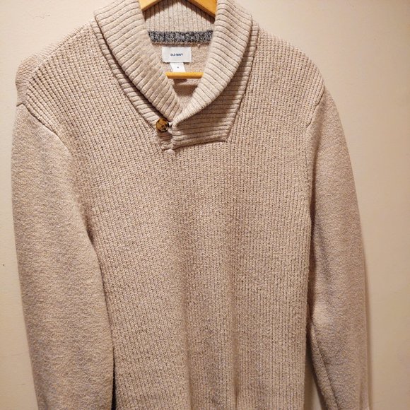 Cream colored shawl neck sweater for men - Picture 1 of 4